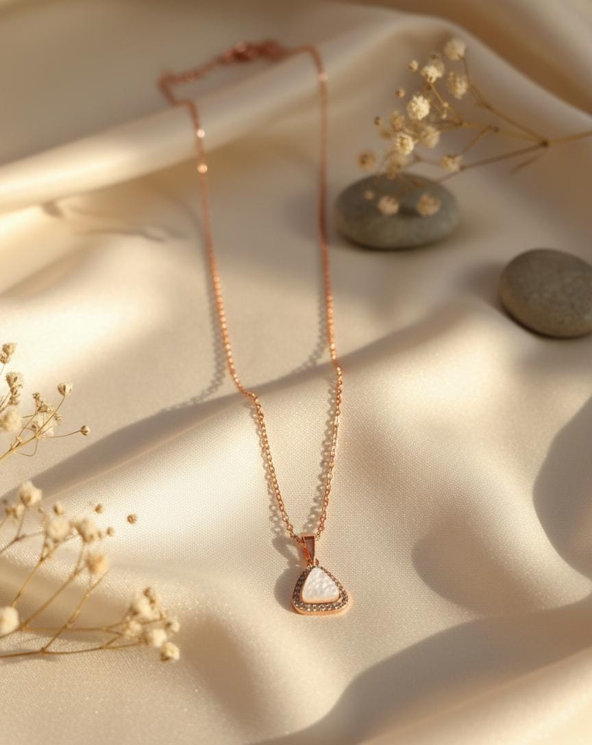 Surogya Premium Rose Gold Geometric Pendant Necklace - Elegant Fine Jewelry for Women