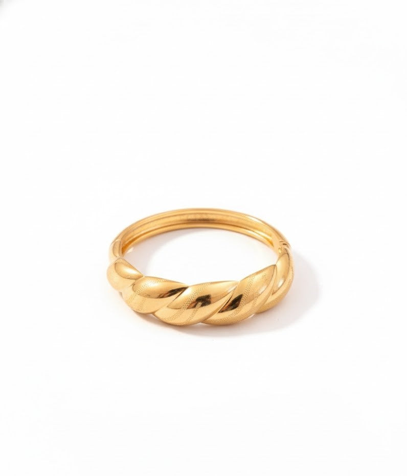 Gold Plated Twisted Rope Bangle Bracelet | Elegant Minimalist Statement Jewelry for Women