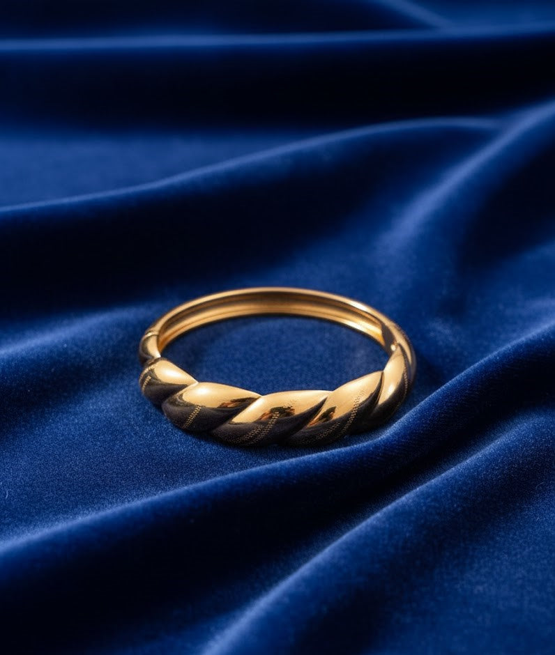 Gold Plated Twisted Rope Bangle Bracelet | Elegant Minimalist Statement Jewelry for Women