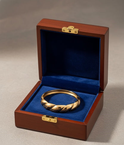 Gold Plated Twisted Rope Bangle Bracelet | Elegant Minimalist Statement Jewelry for Women