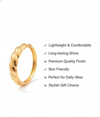 Gold Plated Twisted Rope Bangle Bracelet | Elegant Minimalist Statement Jewelry for Women