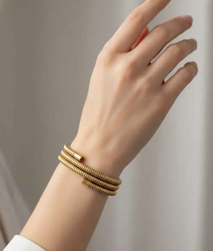 Elegant Gold-Toned Multi-Layer Coil Wrap Bracelet for Women - Fine Jewelry