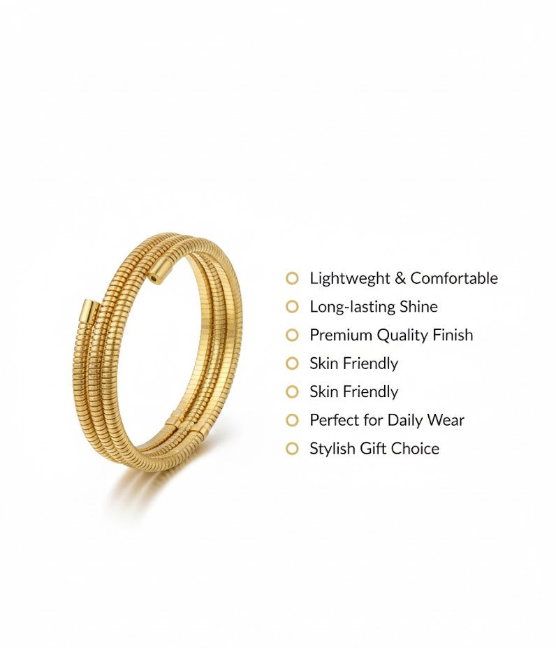 Elegant Gold-Toned Multi-Layer Coil Wrap Bracelet for Women - Fine Jewelry