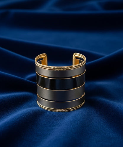 Luxury Dual-Tone Stacked Cuff Bracelet – Gold and Silver Tone Fine Jewelry for Women