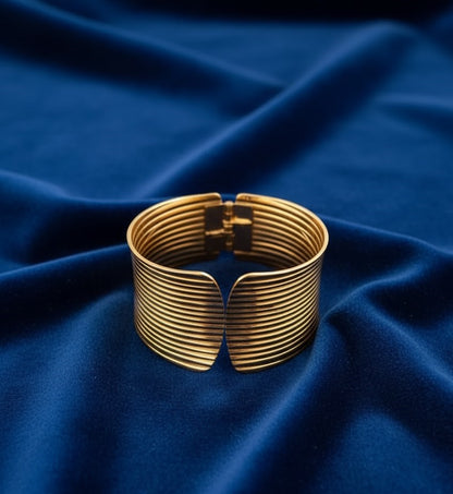 Premium Antique Copper-Finished Wide Cuff Bracelet | Textured Multi-Strand Bangle for Women