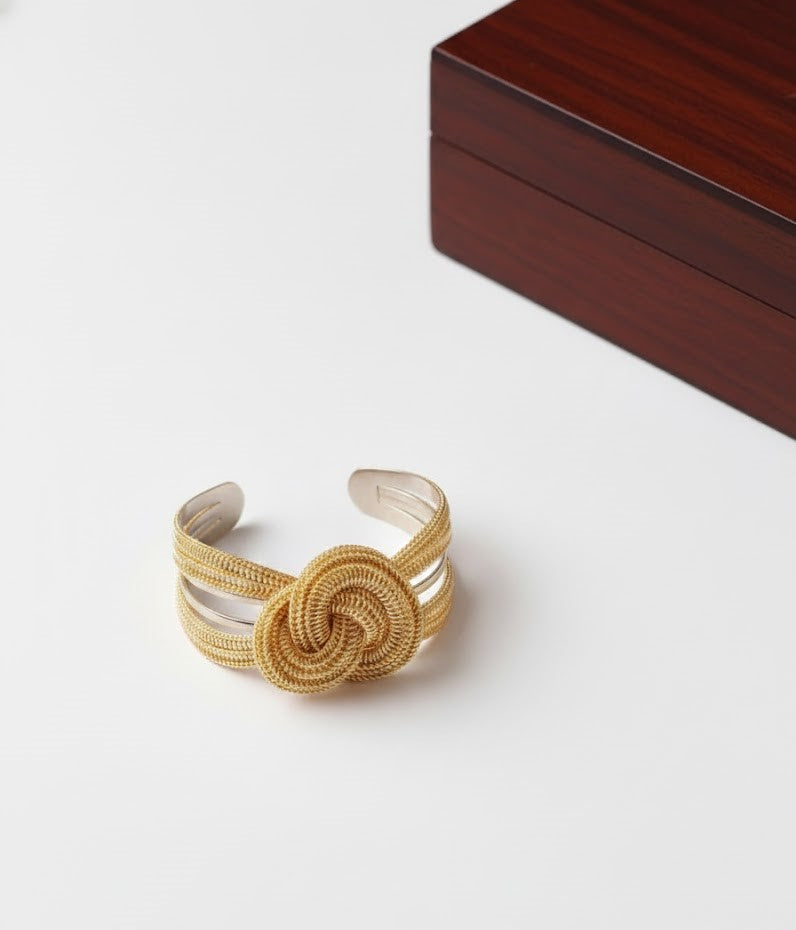 Premium Gold-Toned Handcrafted Infinity Knot Cuff Bracelet for Women