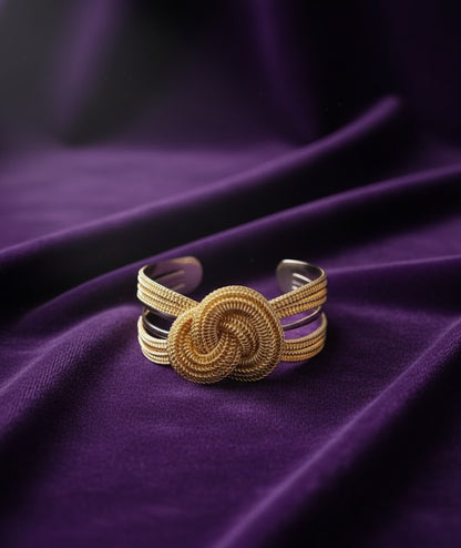 Premium Gold-Toned Handcrafted Infinity Knot Cuff Bracelet for Women