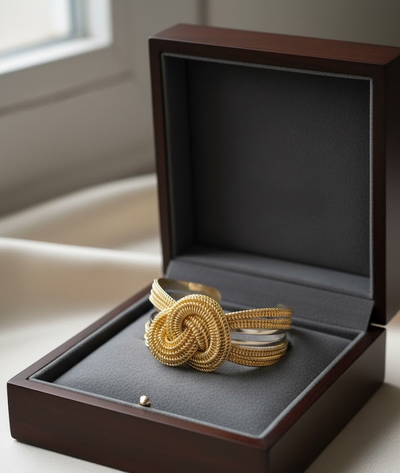 Premium Gold-Toned Handcrafted Infinity Knot Cuff Bracelet for Women
