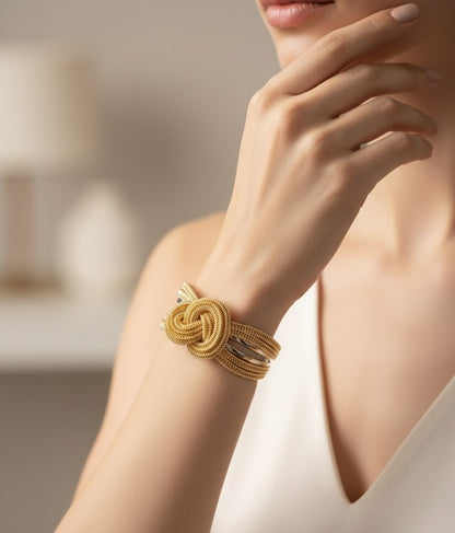 Premium Gold-Toned Handcrafted Infinity Knot Cuff Bracelet for Women