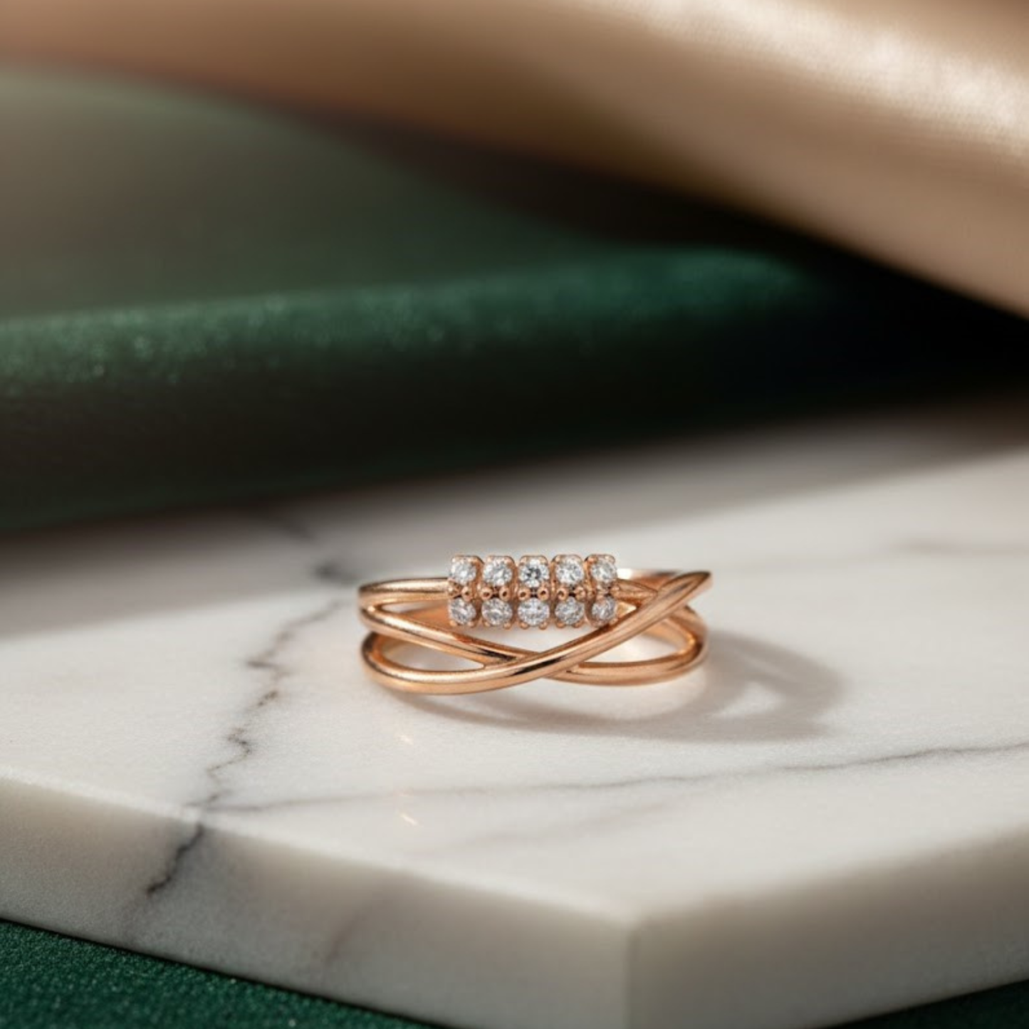 Serpentine Radiance  Rose Gold Intertwined Diamond Ring