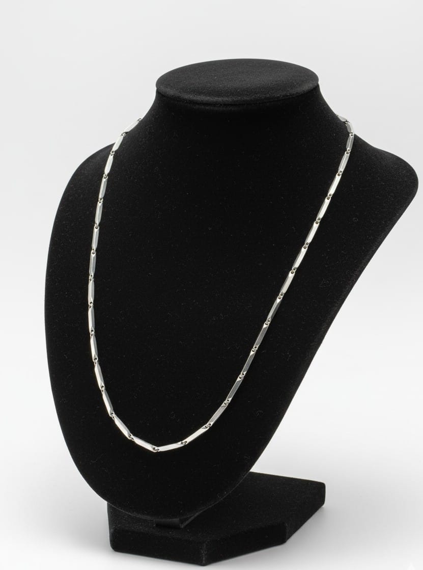 Surogya Signature Sleek Bar & Link Chain – Premium Silver-Toned Minimalist Necklace