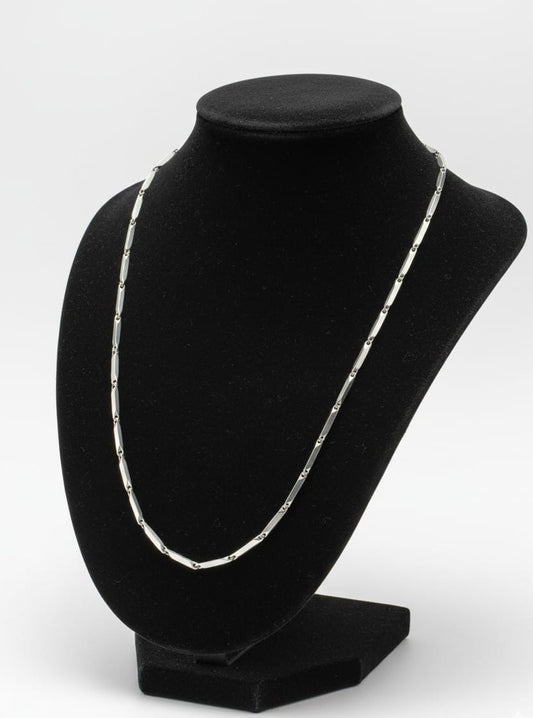 Surogya Signature Sleek Bar & Link Chain – Premium Silver-Toned Minimalist Necklace