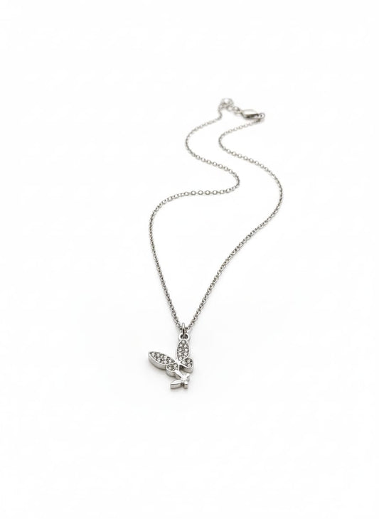 Elegant Butterfly Crystal Pendant Necklace – Premium Silver Finish Fine Jewelry