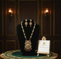 Surogya Royal Heritage Set – Handcrafted Gold-Plated Long Necklace with Matching Earrings