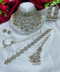 Elegant Kundan & Pearl Floral Bridal Jewellery Set – Antique Gold Finish (Full Set)